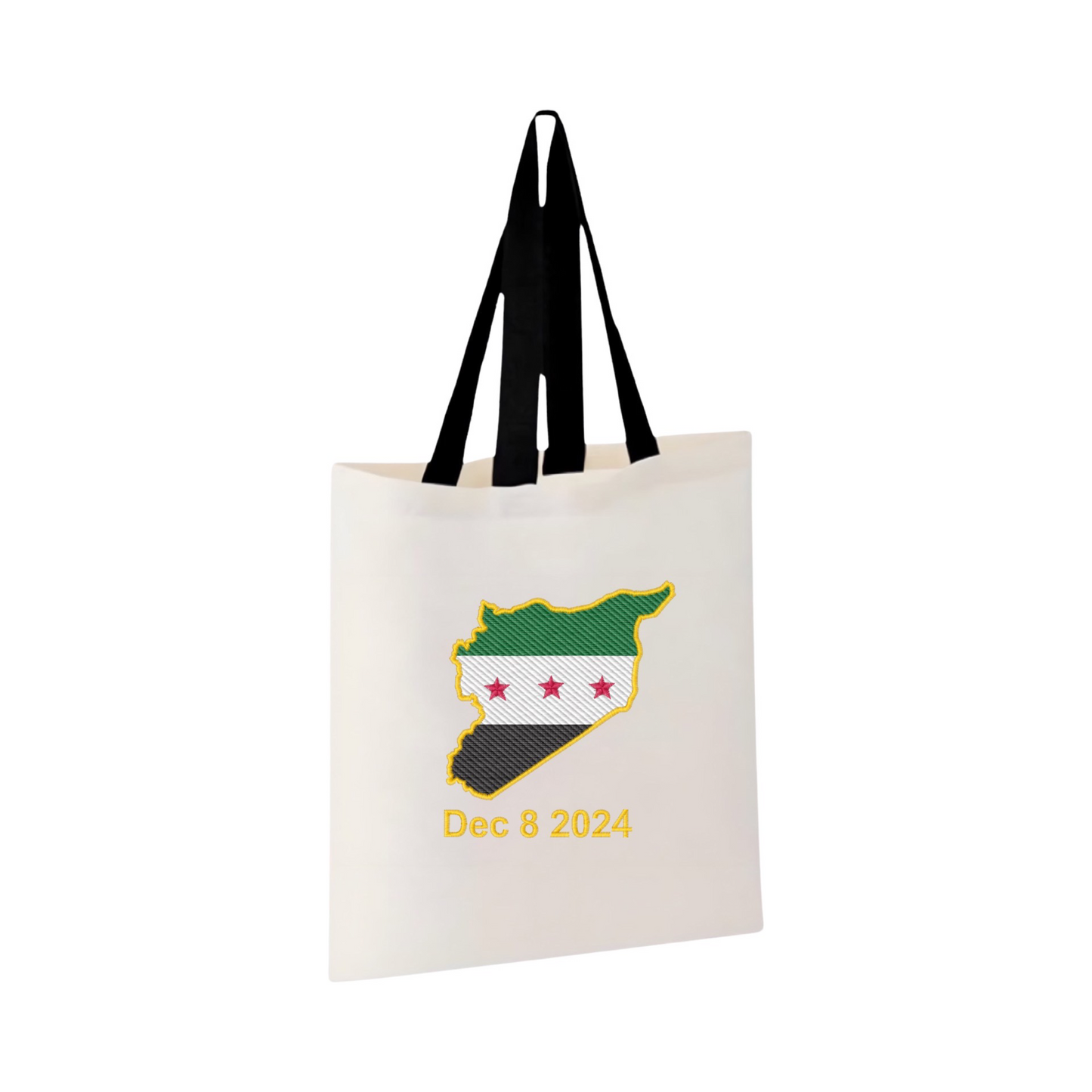 Syria with Free Syrian Flag and Liberation date Tote Embroidery